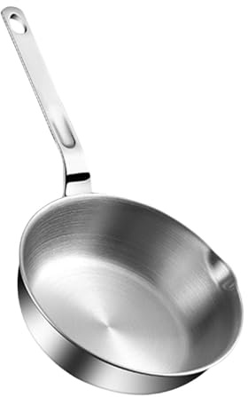 CYDZSRA Sartén de acero inoxidable de generalizado, sartén antiadherente para hacer filetes huevo, tortillas fritas, multiusos redonda para freír, utensilios cocina para saltear, Plata, 12cm