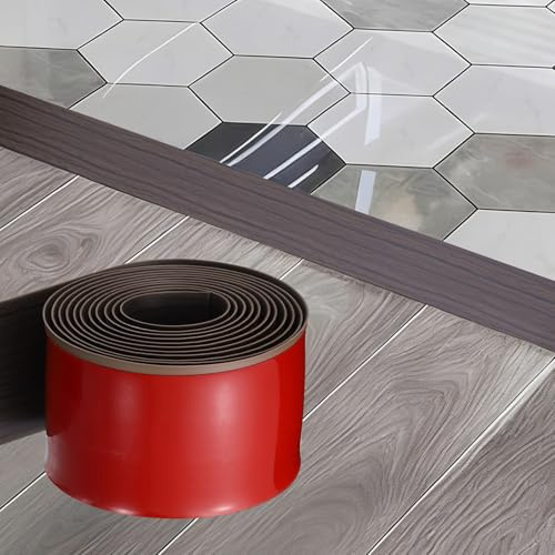 Kozelo Kozelo Regleta De Transición Para 300X7.6X0.35cm De PVC De Madera Negro|Suelos Tiras De Cubresuelos Autoadhesivas Borde Impermeable Para Laminado Con Textura Para Huecos En Suelos