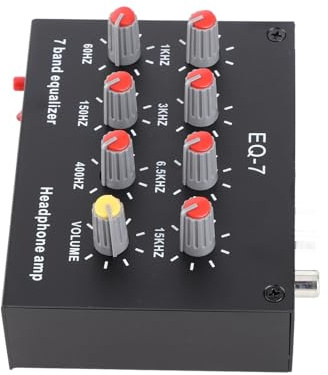 GOTOTOP Öronförstärkare Aluminiumlegering 7-bands Ljudequalizer Dual Channel DC 5V 12V 3,5 Mm Hörlursdrivrutin med Mikrofonstöd för Mobiltelefoner Röstsamtal och Hörlurar