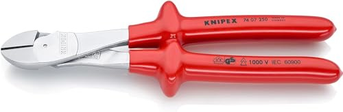 KNIPEX Kraft-Seitenschneider verchromt tauchisoliert, VDE-geprüft 250 mm, 74 07 250