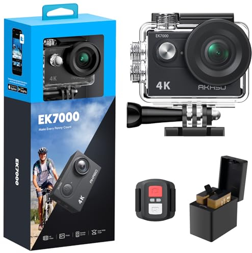 AKASO EK7000 4K30FPS 20MP WiFi Action Camera with EIS Ultra HD 131FT Waterproof Underwater Camera Remote Control 4X Zoom Support External Microphone Black