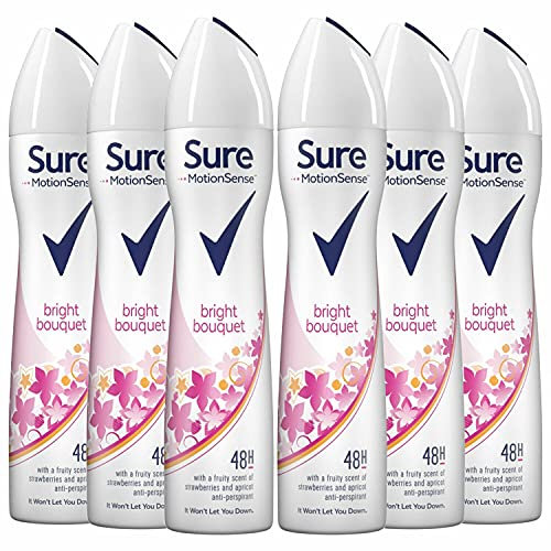 Sure, deodorante spray anti-traspirante Bright Bouquet per donne, 250 ml, confezione da 6