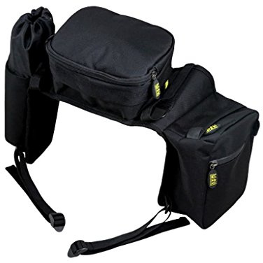 TrailMax Compact English Pommel Pocket Horse Saddlebag with Water Bottle Sleeve for Trail Riding, Works with English, Endurance & Australian Saddles, Black
