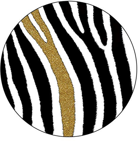 YJRBZ Schwarz/Weiß/Gold Streifen Bereich Teppich Runde Stühle Matten, Wohnzimmer/Schlafzimmer/Wäscherei/Spielzimmer Teppiche Indoor Outdoor Bodenmatten (Size : Diameter 200cm)