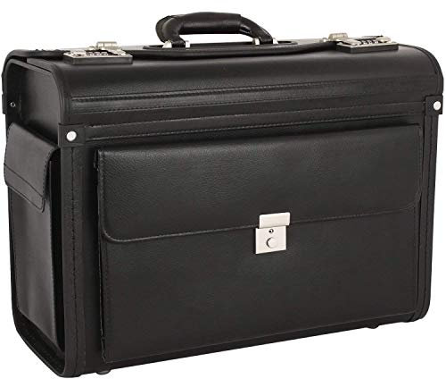 Extra Groß Aktenkoffer Pilotenkoffer Arbeits Laptop Koffer 52 cm Schwarz Bowatex