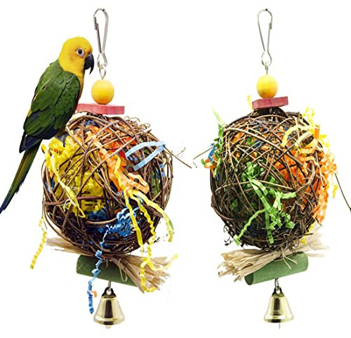 DongAi 2 Pack Bird Chewing Toys Foraging Shredder Toy Parrot Cage Shredder Toy Foraging Hanging Toy for Cockatiel Conure African Grey Amazon