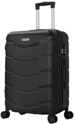TROLLEY ADC - Valise Cabine 55x34x23 - Rigide, Légère 2,5 Kg - 39 litres - 4 Doubles Roues Silencieuses - Maniable, Pratique et Étanche - Collection Wall - Noir