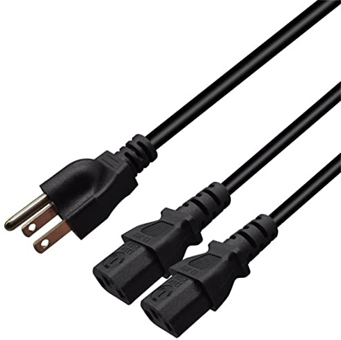 Strhowill Computer Power Splitter Cord,Monitor Power Cord,NEMA 5-15P to IEC320 2X C13 Y-Power Cable, C13 Splitter,Power Supply for 2 Devices at a time - UL Listed (3.2FT/1M)