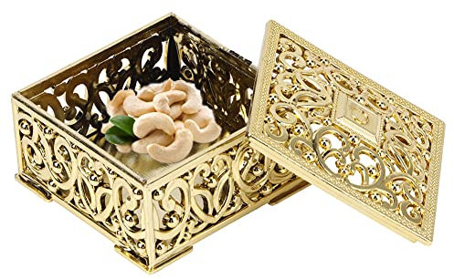 Natudeco 12Pcs Candy Boxes Wedding Favor Boxes Plastic Candy Storage Boxes for Wedding Birthday Party Candy Cookies Treat Box for Christmas(Gold)