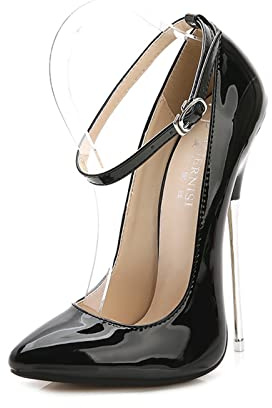 WOkismD Högklackade elegant klassiskt mode mogen sexig enkel spänne rem 16 cm stilett spetsig tå fest damskor högklackade