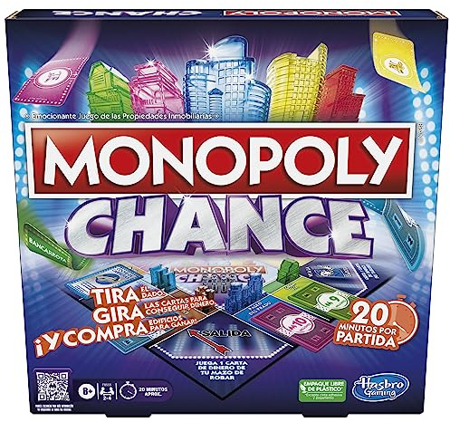 Brettspiel Monopoly Chance, schnelle Spiele, Familienspiel für 2 bis 4 Spieler, in 20 Minuten gespielt