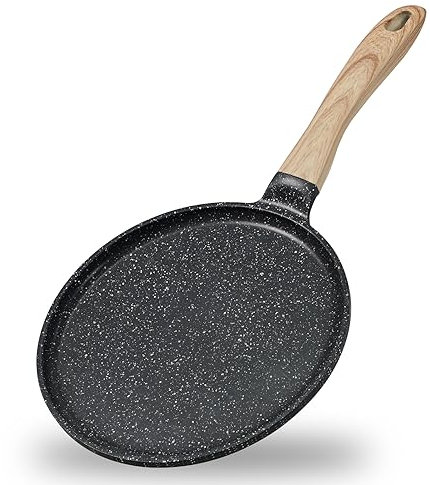 JEETEE Crepe Pfanne 28cm, Granit-Antihaftbeschichtung Pancake Pfanne, Bakelitegriff, Kompatibel Mit Allen Herden und Induktionskochern, PFOA Frei, Grau