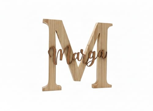 Creativa Digital Letra con Nombre Decorativa en Madera | Hecho a Mano | Madera de Pino Gallego | Ideal para Regalar o Decorar
