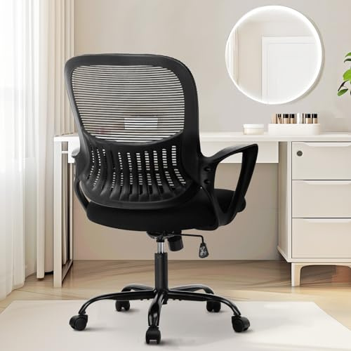 Sweetcrispy Chaise de Bureau, Bureau d'ordinateur, Fauteuil de Direction managérial, Fauteuil Roulant Ergonomique en Maille avec roulettes, Soutien Lombaire Confortable, accoudoirs Confortables pour