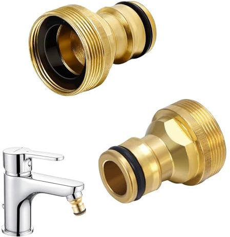 2 Pièces Adaptateur De Tuyau Raccord pour Tuyau D'Arrosage Filetage Intérieur M22,Raccordement De Robinet à Filetage Extérieur M24, Connecteur De Robinet En Laiton pour Jardin Cuisine Lave-Linge