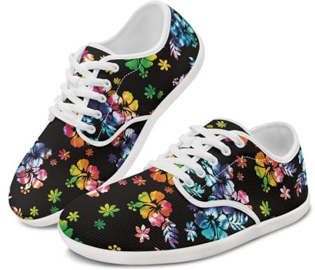 Treer Chaussures Pieds Nus Femme Chaussures Pieds Larges Légères Barefoot Confort Imprimé Tie-Dye Chaussures Minimalistes avec Semelle à Chute Zéro Femme Barefoot Shoes Running Sneakers