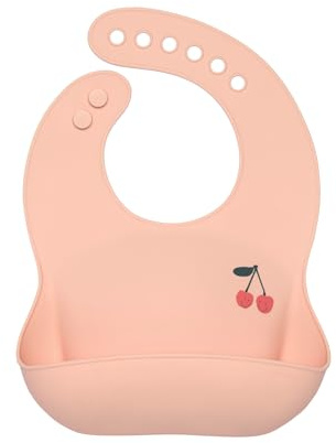 Lässig Silicone Baby Bib Baby Bib with Collection Tray Dishwasher Safe/Happy Fruits Cherry