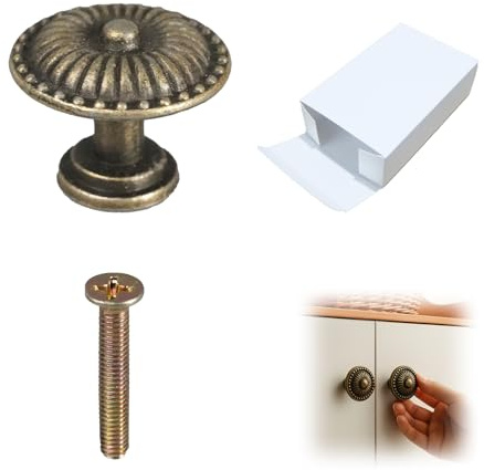 Cylocrya Poignée de Meuble Ancien, 8 Pièces Boutons de Meubles, 24 mm, avec Vis, Idéales pour Tiroirs, Cuisine, Salle de Bain, Armoire et Commode