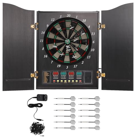 Elektroniskt darttavlasset, väggmontering dartmaskin med 4 LED-skärmar, dekorativ elektronisk darttavla professionell med 12 pilar och 88 darthuvuden, E darttavla för proffs och nybörjare