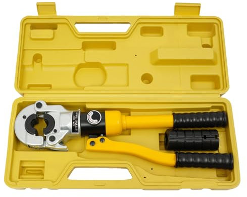 Czyurachel Alicates de prensado profesional 8T TH (16/20/25/32 mm), crimpadora con cabezal de corte giratorio 360°, alicates de prensado de tubos con caja de herramientas, para prensar tubos de