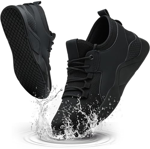ulogu Steel Toe Shoes for Men Women Puncture Proof Non Slip Waterproof Work Safety Sneakers Comfortable Construction Black