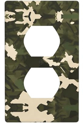 Phayah Placa de pared dúplex con patrón de camuflaje del ejército, tamaño estándar, policarbonato termoplástico, cubiertas de enchufe dobles