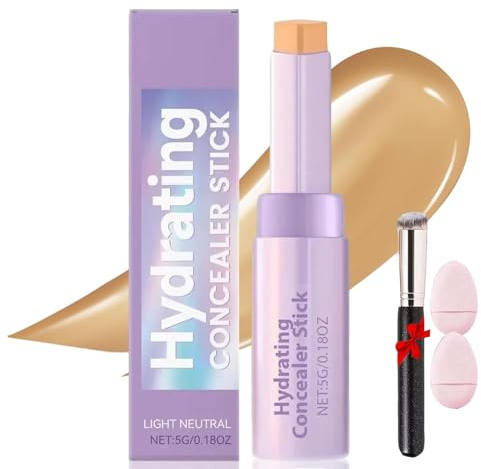 Stick Anti-Cernes Et Pinceau ShapeTape,Crayon Contour Du Nez,Stick Anti-Cernes Contours 2 En 1,Hydratant Et LéGer,Fond De Teint Longue Tenue Et Waterproof,Pour Un Look Impeccable (Naturel, Format)