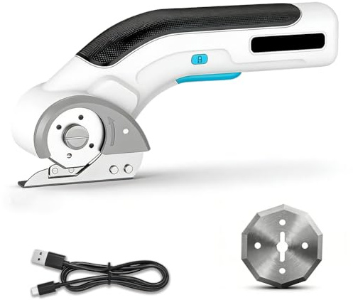 Kartonschneider Elektrisch 4V, Universeller Elektrische Schere für Karton, Stoff, Teppich, Leder, Filz