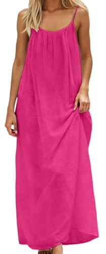 YOSUWOAI Abito da donna con schiena scoperta, estivo, maxi abito da spiaggia, con spalline sottili, per il tempo libero, elegante, abito lungo, da spiaggia, vestibilità larga, camicia da notte