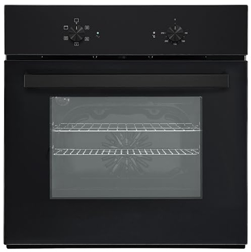 Teknix 55L, 60cm Wide, Single Electric Built-in Fan Oven and Grill in Black, 5 Oven Functions, BITK263ESB
