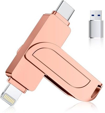 [Sin App] Pendrive 512GB para iPhone, MFI Memoria USB C,Lightning,USB 3.0