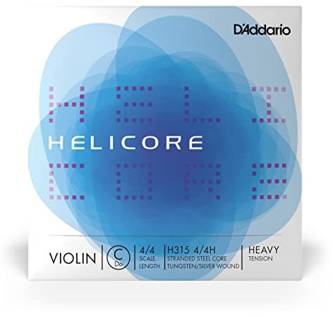 D'Addario Helicore Geigensaiten - Violine Saiten Geige 4/4 - H315-4/4H Violinen Einzelsaite 'C' Wolfram umsponnen 4/4 Heavy