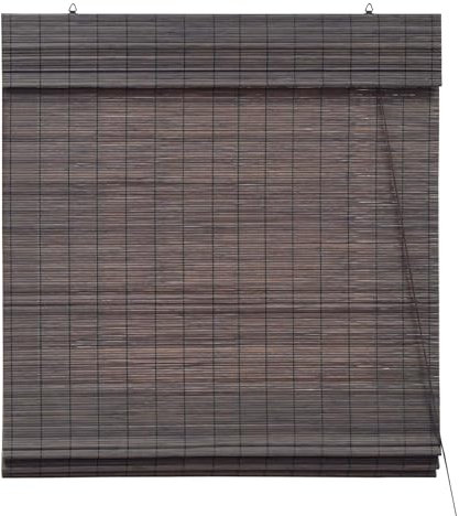 Victoria M. Bambus Raffrollo Sonnenschutz Sichtschutz Rollo Seitenzugrollo, für Fenster und Türen, Blickdicht, 140 x 160 cm, Dunkelbraun