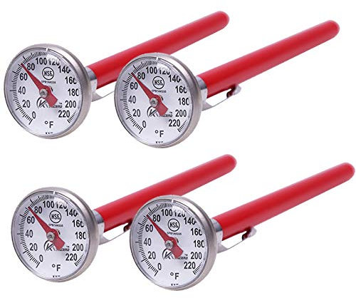 KT THERMO Instant Read 1-Inch Dial Thermometer(4-Pack),Best for The Coffee Drinks,Chocolate Milk Foam