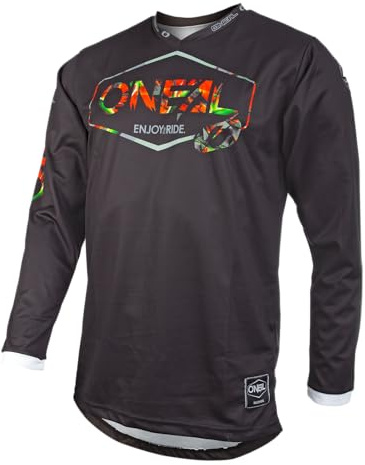 O'NEAL | Motocross-Trikot | Enduro MX | Atmungsaktives Material, Maximale Bewegungsfreiheit, Verlängerter Rücken | Jersey Mahalo | Erwachsene | Schwarz Multi | Größe L
