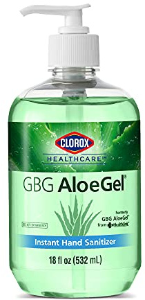 Clorox Healthcare GBG AloeGel Hand Sanitizer Gel with Pump, Bleach-Free Moisturizing Sanitizer with 64% Ethyl Alcohol, Aloe Vera and Vitamin E - FDA Registered, 18 Fl Oz