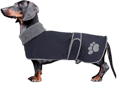 Dog Winter Coat Thermal Quilted Dachshund Coat,with warm flannel Lining,Geyecete waterproof Outdoor Dog Apparel with Adjustable Bands for Small,Medium,Large Dog-Navy-M