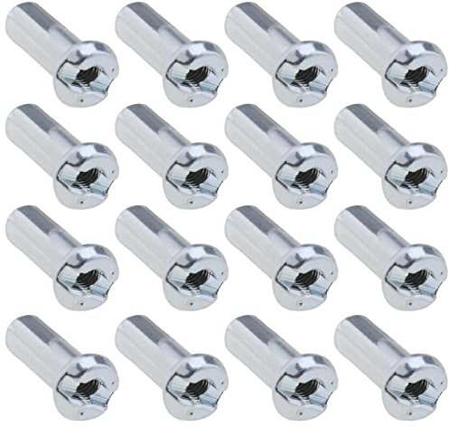 ECSiNG 100 Pcs Boquillas para Radios de Bicicleta Aptas para Radios de 14G/2mm de Diámetro Bicicleta de Montaña Y Carretera Acero Plateado Accesorios de Repuesto para Ciclismo de 12mm de Largo