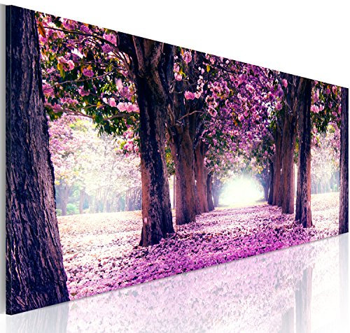 murando Cuadro Acústico Naturaleza Paisaje 135x45 cm espuma acústica absorbe el sonido aislamiento lienzo de 1 pieza Impresión Artística Decoración de Pared Camino de flores c-A-0052-b-d