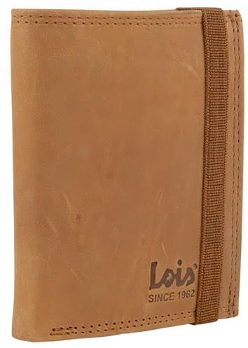 Lois - Cartera de Piel para Hombre - Cartera Hombre Piel con Monedero Interior y Tarjetero, diseño Slim, Cuero auténtico, Regalo Elegante. Proteccion RFID, Marron