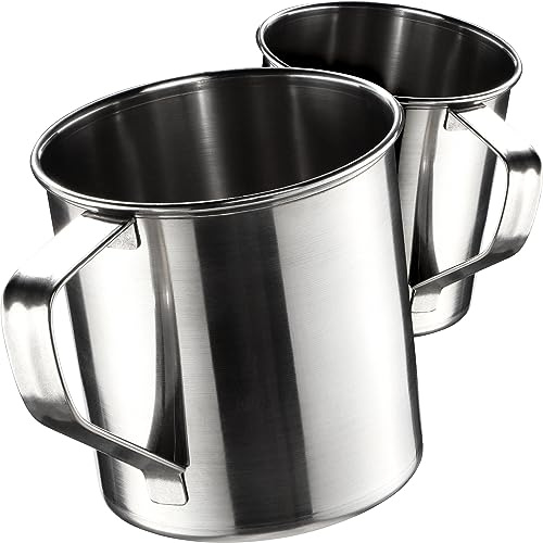 KADAX Mugg i rostfritt stål, resistent kaffekopp med handtag, okrossbar dryckeskopp, isolerad kopp, termosmugg för kaffe, te, juice och vatten (9 cm/2 stycken)