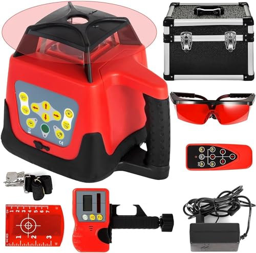 Livella laser rotante 360 ​​Autolivellante automatico ± 5 gradi con treppiede e strumenti di costruzione laser a livello del personale for l'industria degli esterni ( Color : Red Beam , Size : One Siz