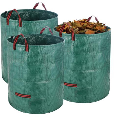 3X 272L Gartenabfallsack,Gartensack Laubsack, Gartensäcke mit Trageschlaufen, Faltbar, Robust und wasserdicht, langlebig, für Unkraut, Laubabfälle