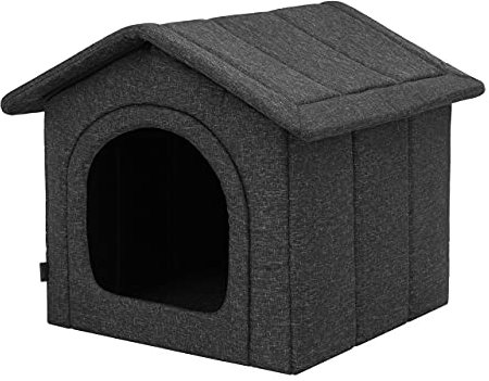Hundehöhle Hundehütte Hundebett Hundebox - Schwarz - R6: 72 x 76 x 74 cm - Indoor/Outdoor Katzenhütte Hundehaus Hundestrandkorb Hundekorb