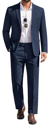COOFANDY Mens 2 Piece Suit Slim Fit 2 Button Formal Jacket Suits Pants Set for Wedding Business Prom