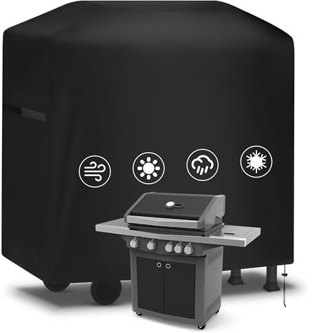 Hejo Housse Barbecue Exterieur, Bache Barbecue Exterieur Anti-Vent/Anti-UV/Anti-l'eau, Housse de Protection 420D Oxford Imperméable, Housses pour Barbecue Convient la Plupart des Grills(117x66x117cm)