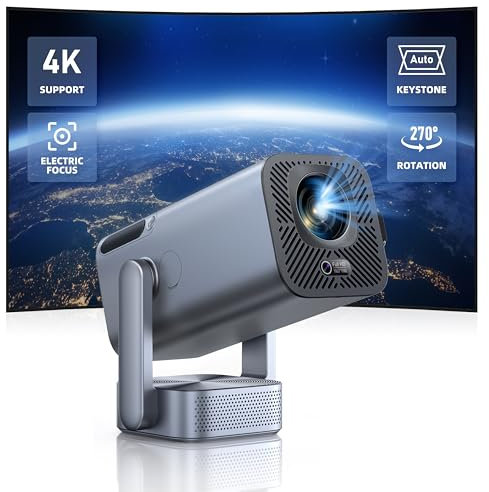 Mini Beamer Native 1080P Beamer 4K - 【Elektrischer Fokus & Auto Vertikale Trapezkorrektur & 270°drehbar】 TOPTRO WiFi Bluetooth Outdoor Projektor für Handy, X8 Projektor