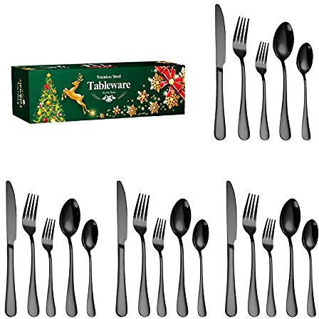 BOSHYUM Set di Posate, 20 Pezzi, Set Regalo in Acciaio Inox, Posate da caffè, Cucchiaio da Dessert, Coltello da Bistecca, forchetta, stoviglie