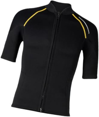 Perfeclan Men Wetsuit Top, Swimming Suit, Short Sleeve Front Zip Jacket, 1.5mm Neoprene Wetsuit Swimsuit for Swimming Kayaking, M