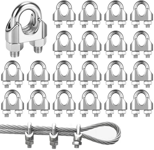 Bubuny Seilklemmen 20 Stück Drahtseilklemme 3mm Edelstahl Seilklemme M3 Drahtseilklemmen Bügelseilklemme Stahlseil Seilverbinder für Seilklemme Klemme Drahtseil Wäscheleine